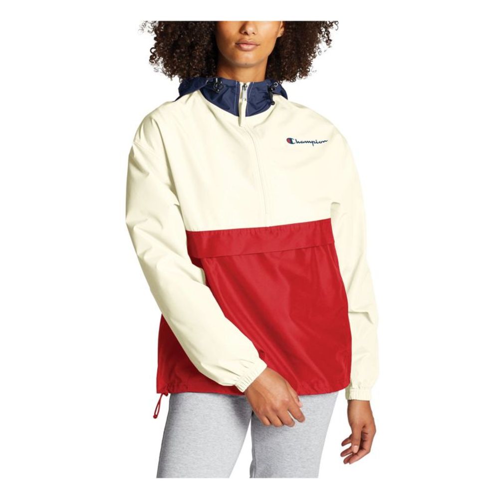 CHAMPION Womens Navy Pocketed Zippered Packable Cinched Hooded Jacket S